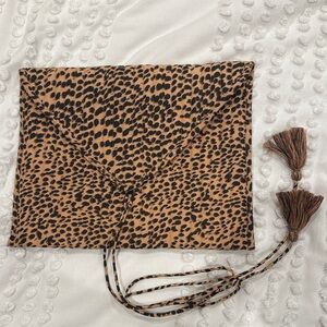 Ulla Johnson Leopard Print Clutch with Tassels